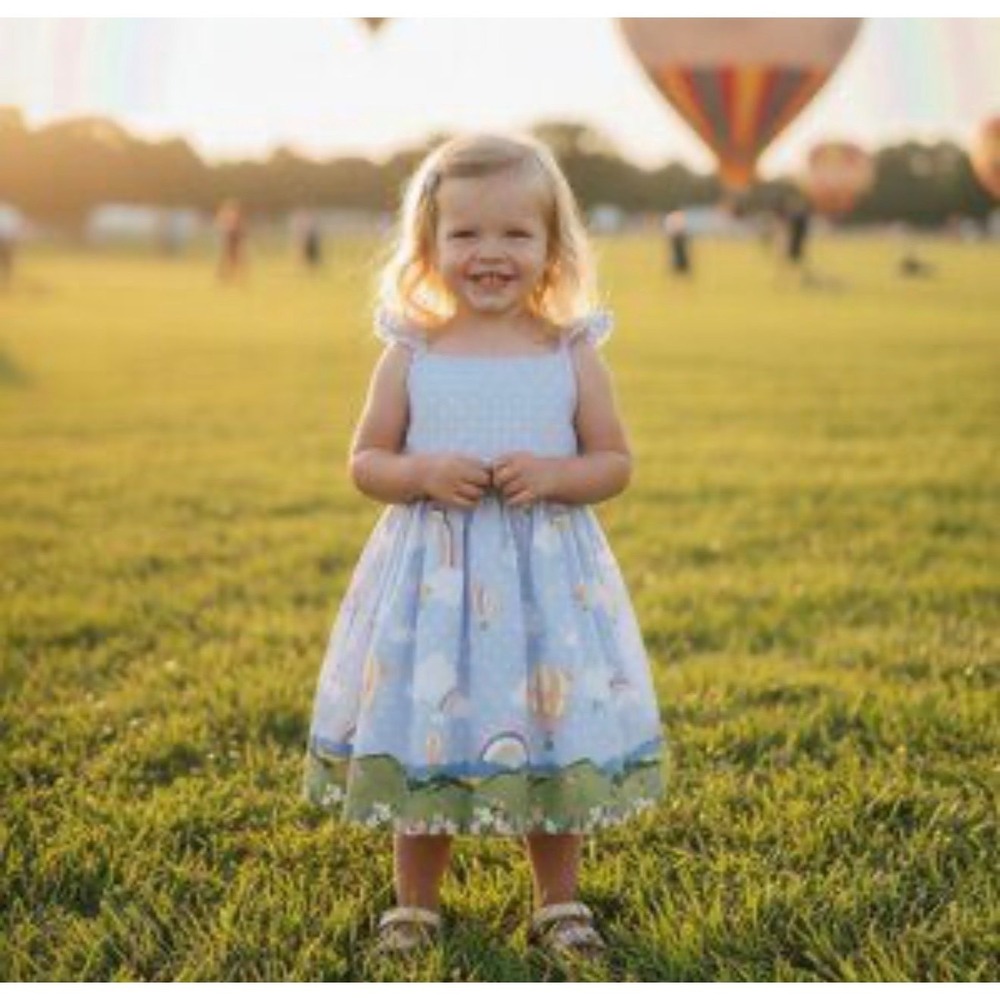 Cynthia Rowley hot air balloon print colorful pastel sleeveless girls dress